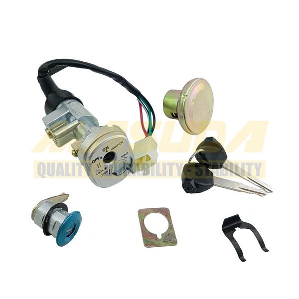 KIT SWITCH COMPLETO C/TAPON DE GASOLINA Y SEGURO DE ASIENTO P/ITALIKA AT110RT/110RT CON LED