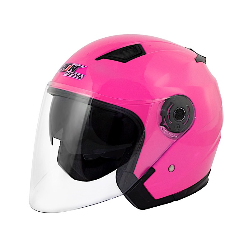 CASCO 3/4 DOT IRON RACING DOBLE MICA MODELO EUPOREO ROSA TALLA M