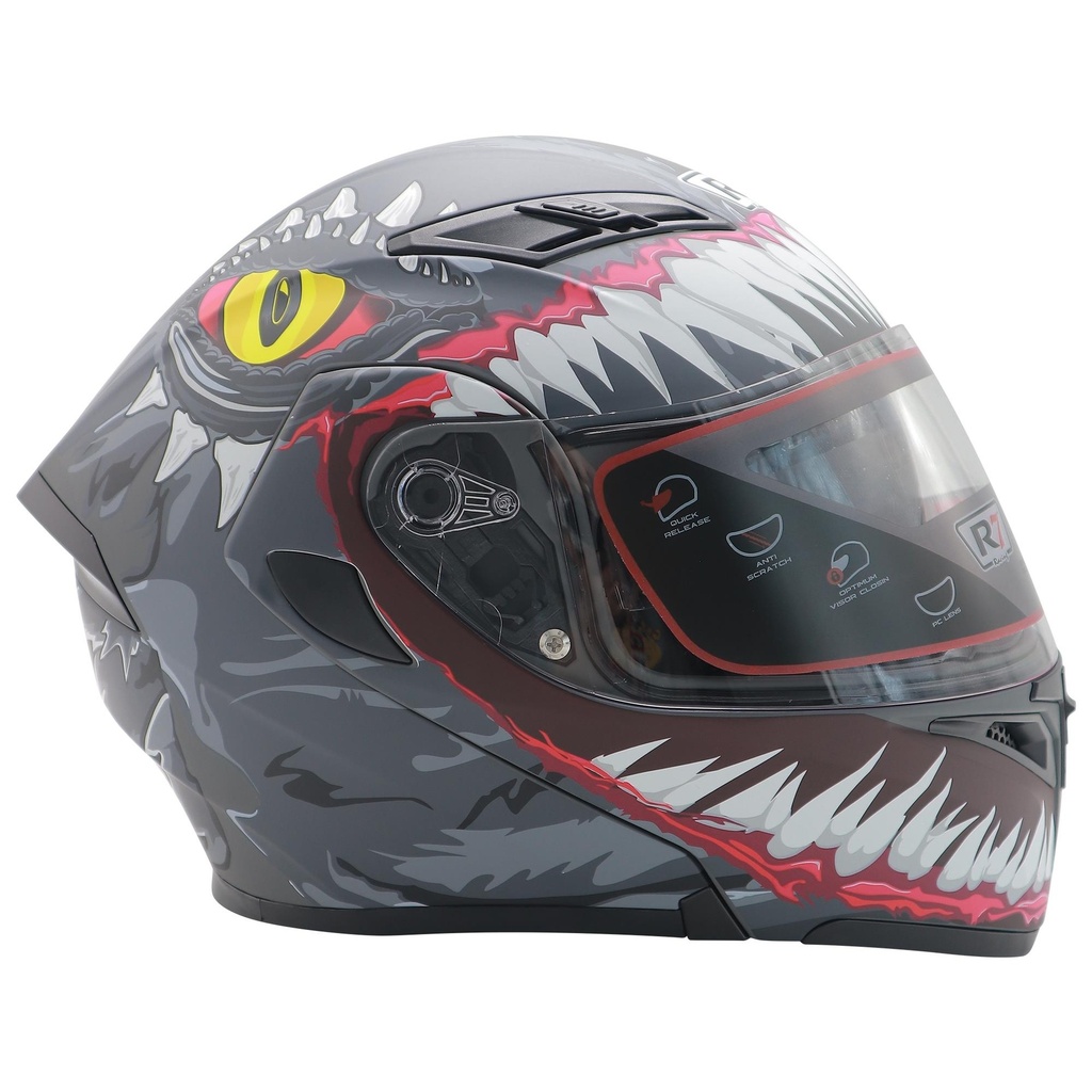 CASCO ABATIBLE R7 RACING UNSCARRED DIENTOIDE DOBLE MICA DOT XL