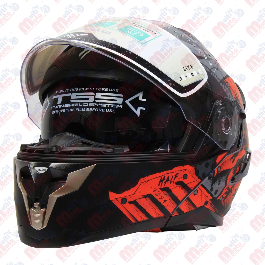 CASCO CERRADO HALF DOBLE VISOR MICA HUMO STRANDED NEGRO/VERDE G