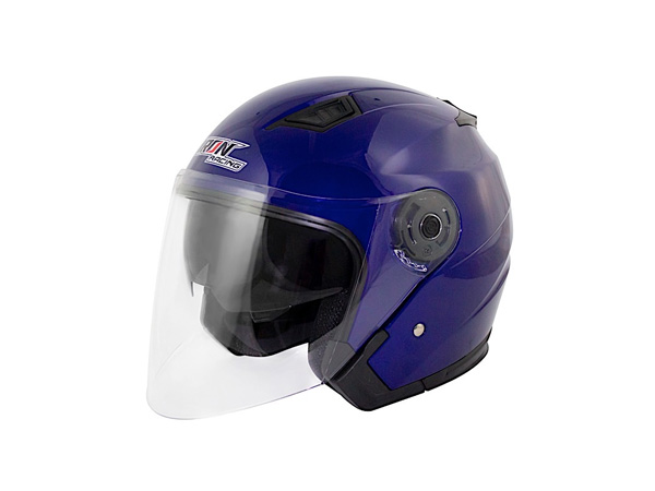 CASCO 3/4 DOT IRON RACING DOBLE MICA MODELO EUPOREO AZUL TALLA M