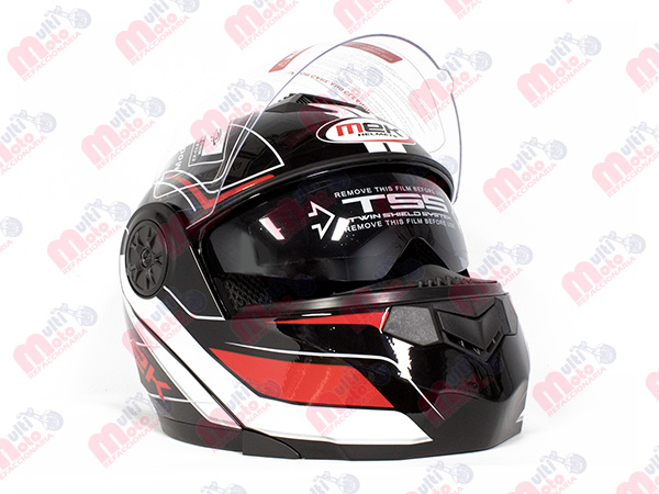 CASCO ABATIBLE NEGRO/ROJO