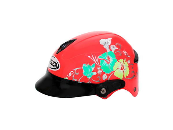 CASCO NIÑO 1/2 ABS MSD-508 FLORES ROJO