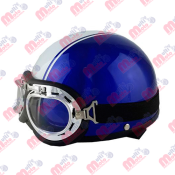 CASCO P/CHOPER BLD-150-2 CON GOOGLE AZUL/BLANCO